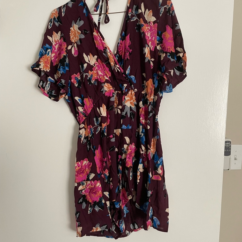 Floral Romper with Open Back